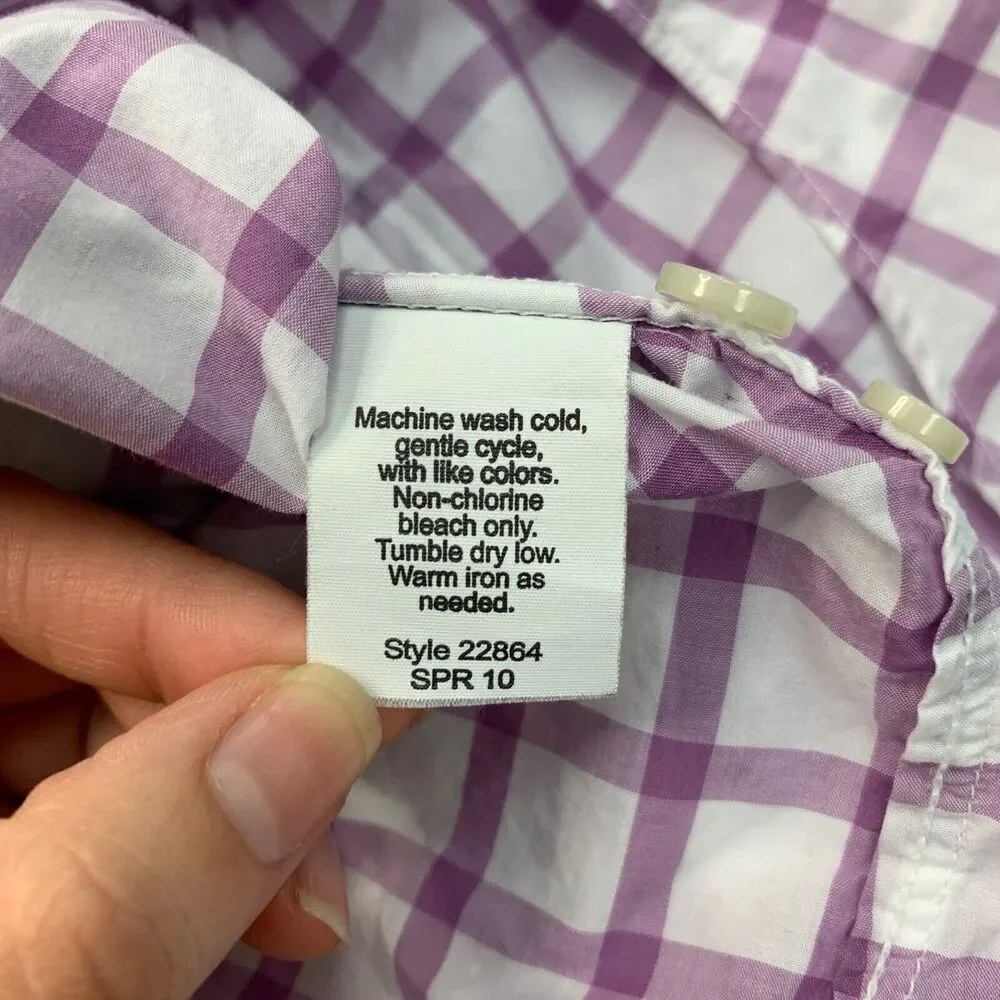 J Crew Shirt Mens Medium Purple Lightweight Cotton Button Down Windowpane Plaid